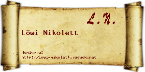 Löwi Nikolett névjegykártya